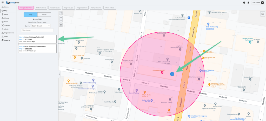 keg location tracking on binary beer platform